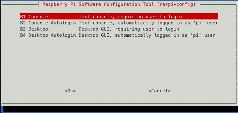 raspi-config boot to console