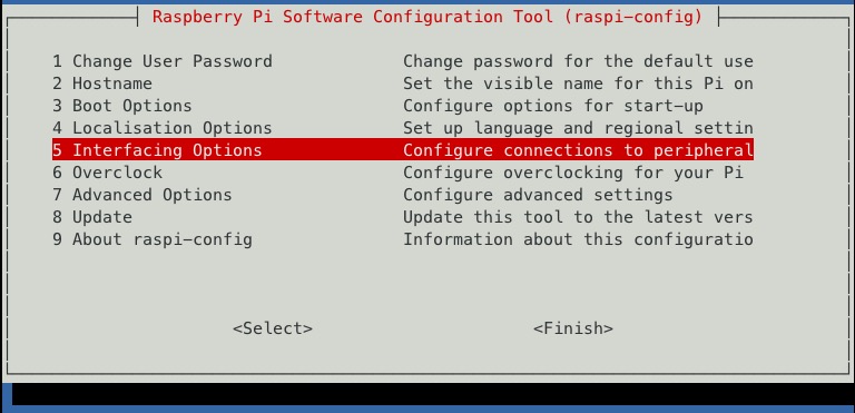 raspi-config interfacing options